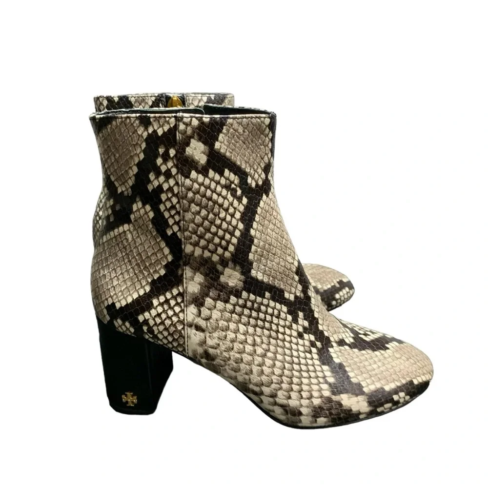 Tory Burch Brooke 70mm Snake Print Bootie Warm Roccia SZ 6 Designer Mob Wife